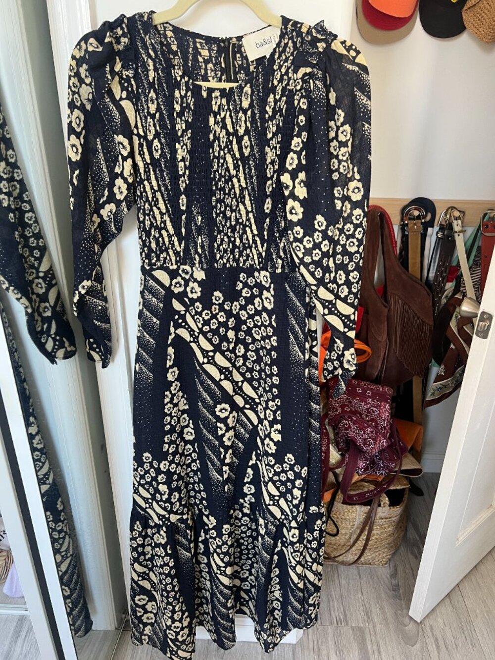 ba&sh | ollie ruffle-trimmed floral-print crepe maxi dress - XS - Picture 7 of 8